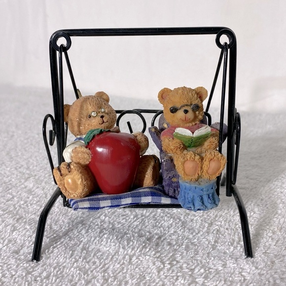 Vintage Adorable Bear Figurines on Swing - Picture 1 of 11